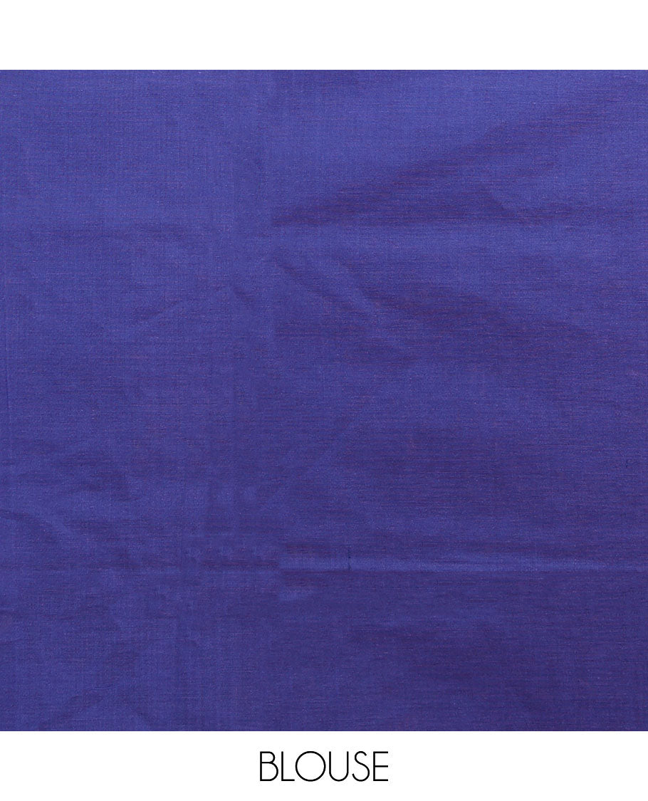 Borderless purple human playing a musical instrument-style motifs Combatiore cotton saree, contrast intricate pallu
