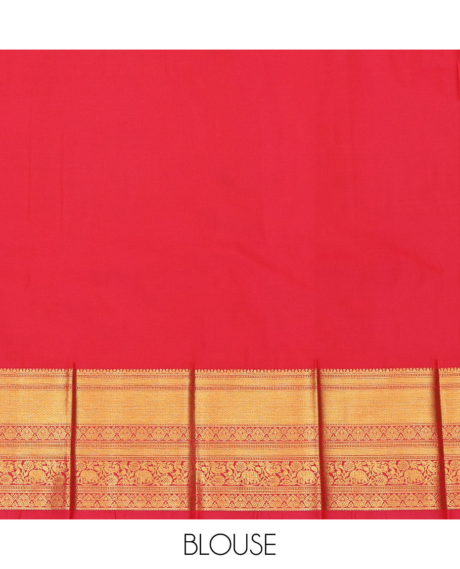 Violet Budget Silk Saree, Spotlighted with Peacock Buttas and Checks, a Contrast Traditional Zari Border, an Intricate Pallu and a Contrast Blouse