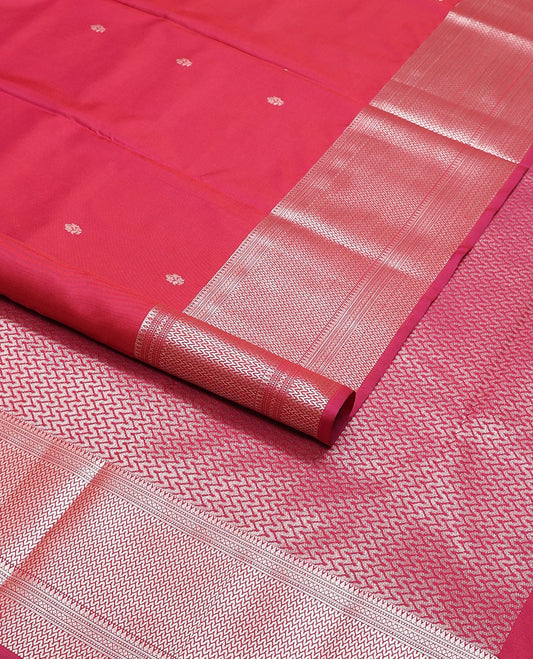 Red buttas vasundhara elite silk saree with self border of vanki, temple design border & vanki design pallu