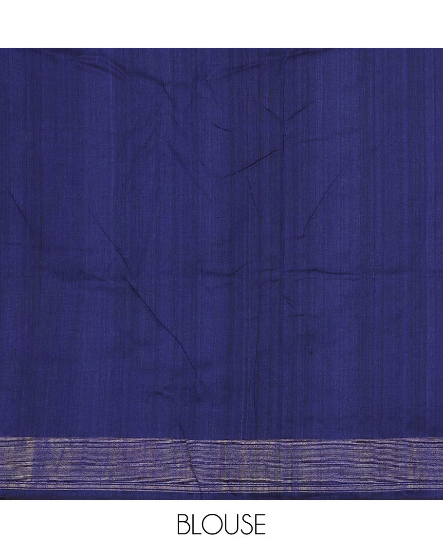 Navy blue unique buttas Pochampally ikkat saree, contrast ikkat border, and ikkat design pallu