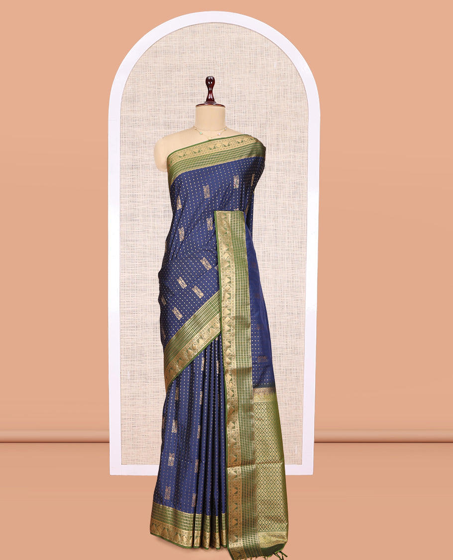 Blue Traditional Zari Butta Budget Silk Saree
