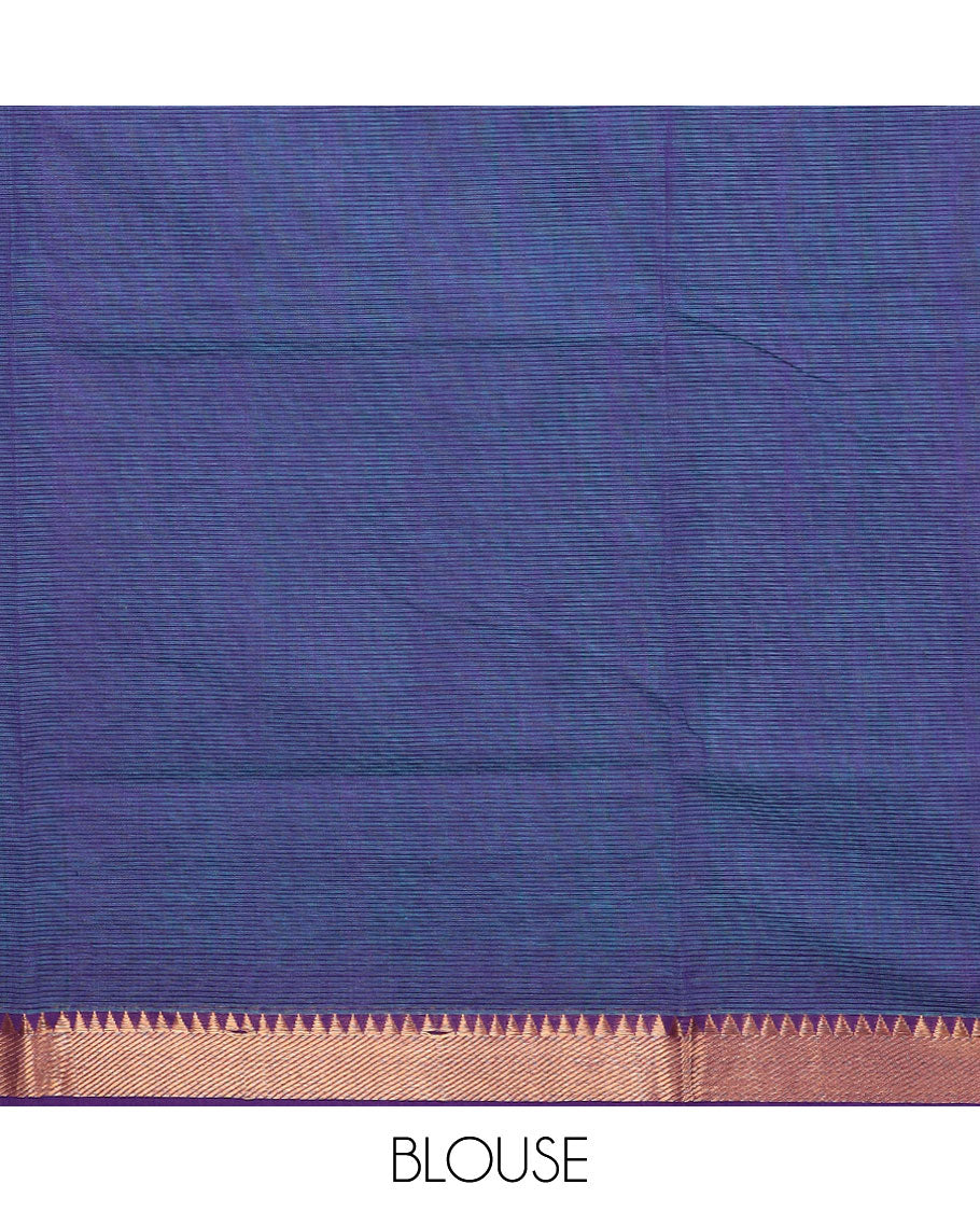 Blue striped vankatagiri cotton saree with contrast zari design border & pallu of stripes
