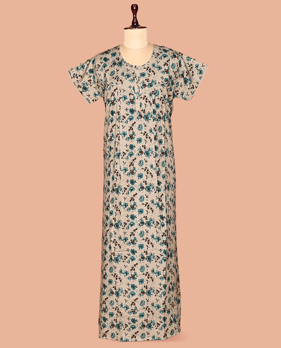 Light Brown Cotton-Blended Nighty