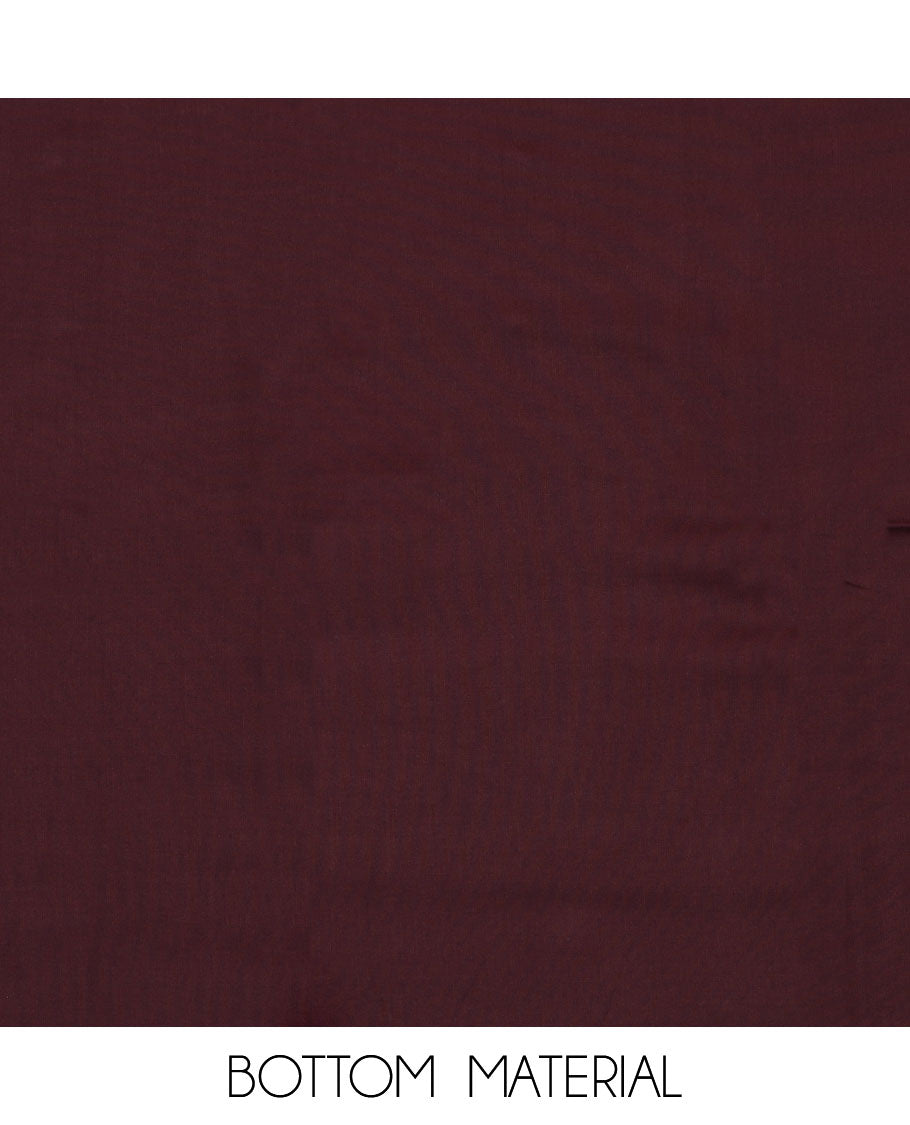 Mauve material chudidar set, floral printed with neck embroidered top, contrast plain bottom, and zari design dupatta
