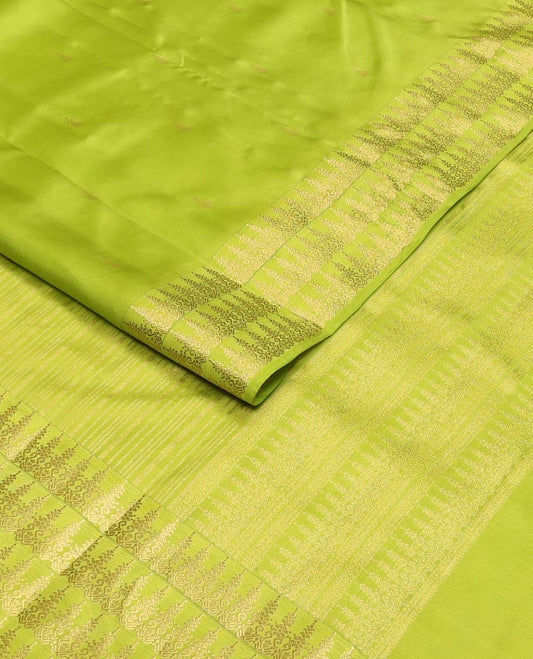 Green zari buttas Vasundhara silk mix saree, zari design border & zari woven pallu