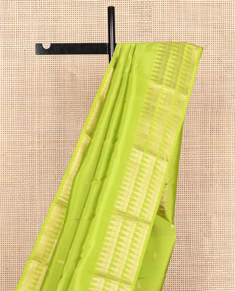 Green zari buttas Vasundhara silk mix saree, zari design border & zari woven pallu