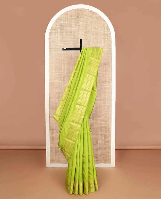 Green zari buttas Vasundhara silk mix saree, zari design border & zari woven pallu