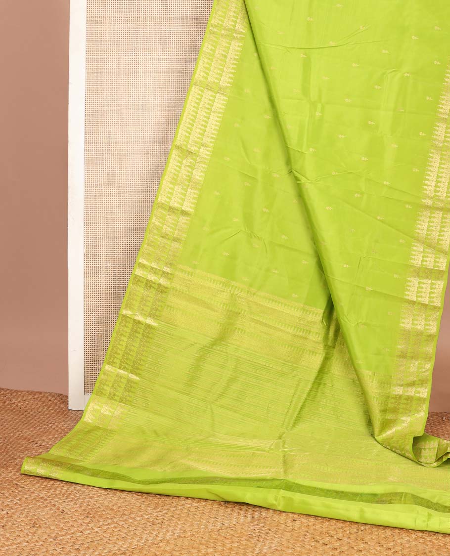 Green zari buttas Vasundhara silk mix saree, zari design border & zari woven pallu