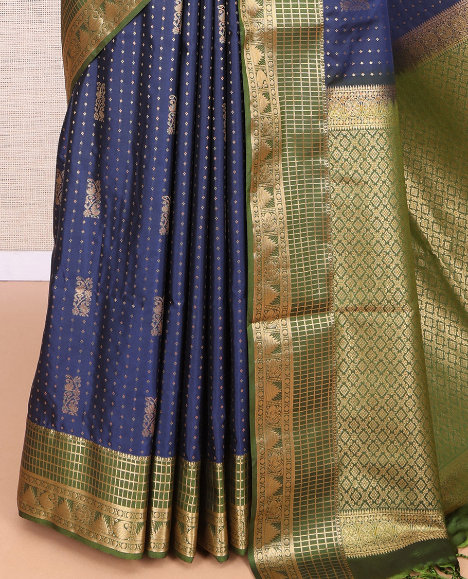 Blue Traditional Zari Butta Budget Silk Saree