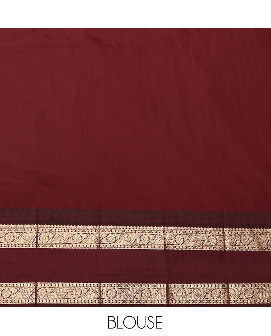 Green Budget Silk Saree, Adorned with Buttas and Stripes, Contrast Traditional Zari Rettai Pettu Border, Grand Pallu, and a Contrast Blouse