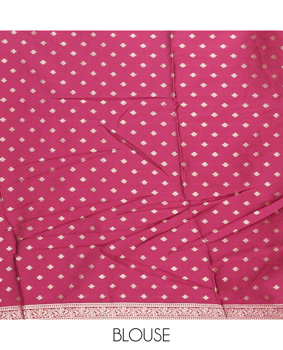 Maroon zari butta design soft silk saree with bird zari design border & rich pallu along with butta design blouse
