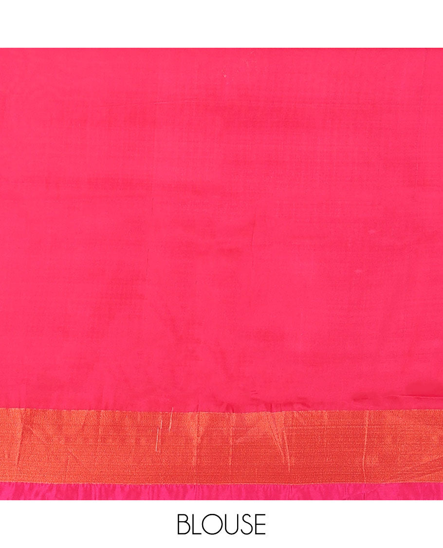 Dark grey floral motifs uppada saree with contrast zari border & floral design pallu