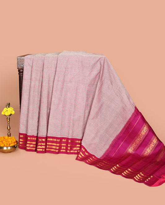 Light Onion Pink Gadwal Cotton Saree