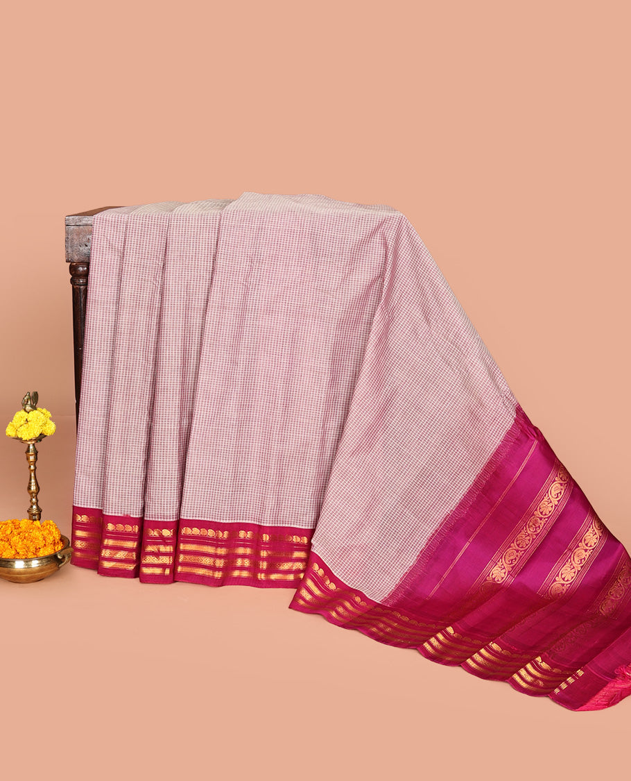 Light Onion Pink Gadwal Cotton Saree