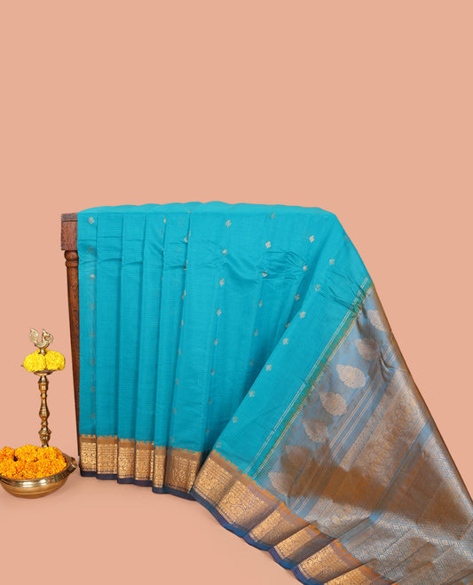Blue Gadwal Silk Saree