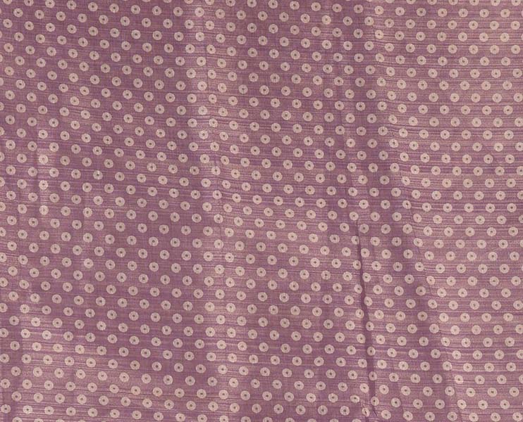 Borderless sandal-lavender plain ombre-colored tissue saree, plain pallu & circle motifs printed blouse