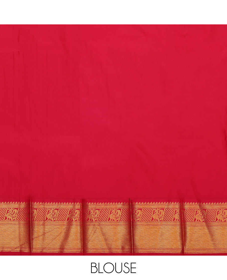Yellow Budget Silk Saree, Gracefully Embellished with Zari Butta Enclosed Checks on Its Body, Complemented by a Contrast Traditional Zari Border, Grand Jaal Pallu, and Paired with a Contrast Blouse