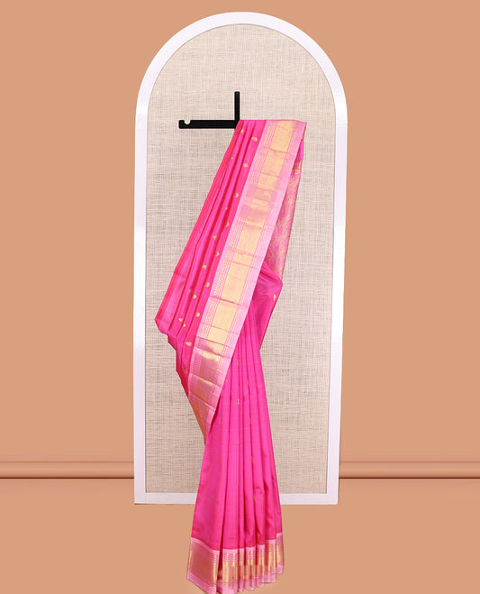Pink Jaal Design Kanchipuram Silk Saree