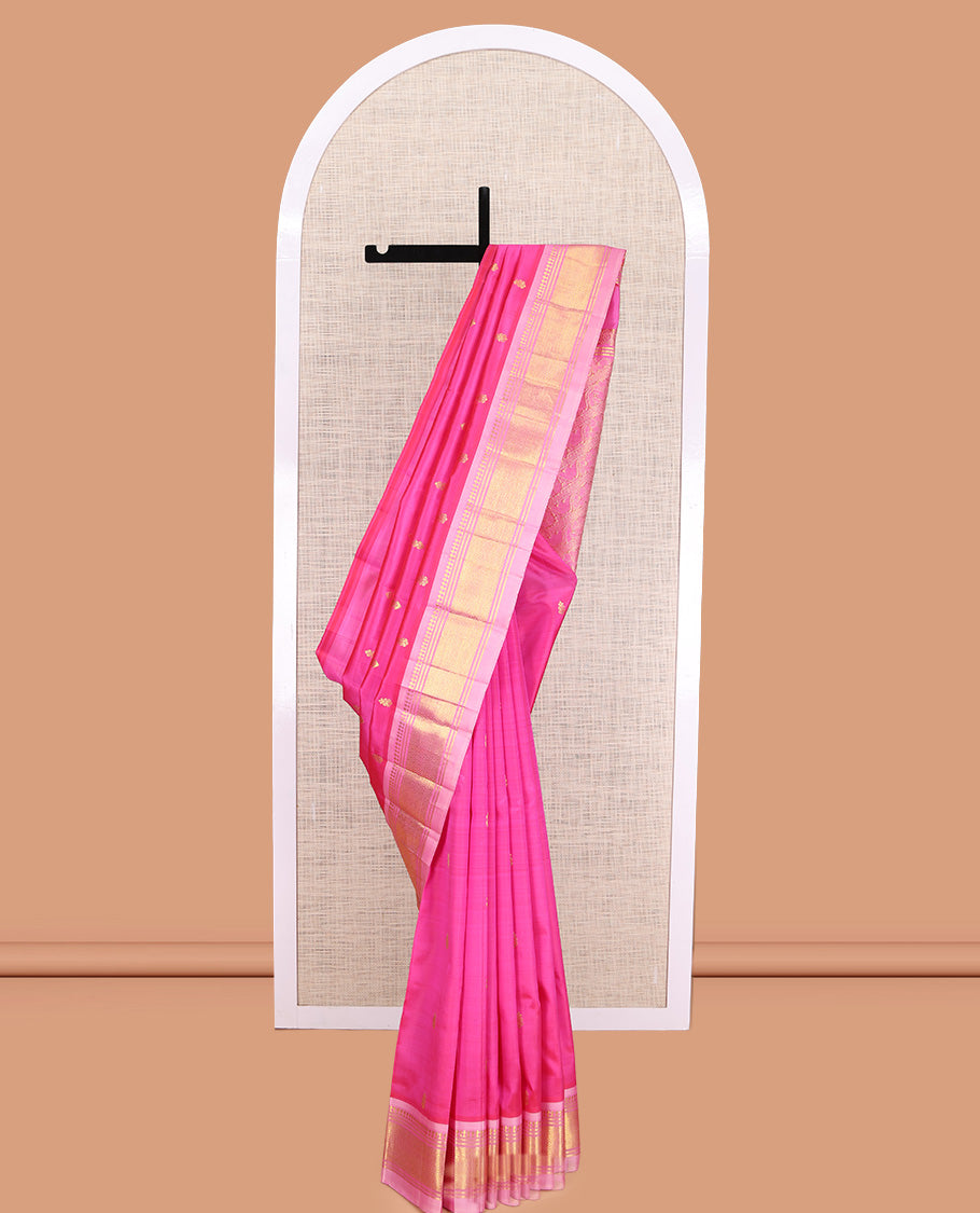 Pink Jaal Design Kanchipuram Silk Saree