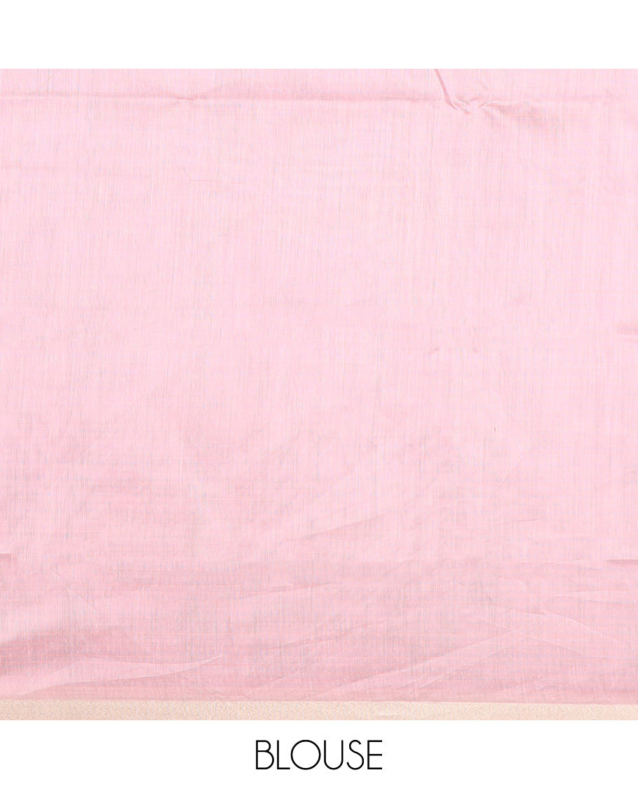 Green hand-brush painting style floral printed Chirala cotton saree, bavanji border, and hand-brush painting style floral printed pallu