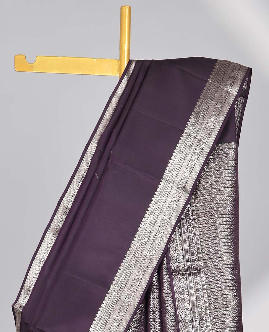 Violet floral buttas soft silk saree with self zari design border & jaal design pallu