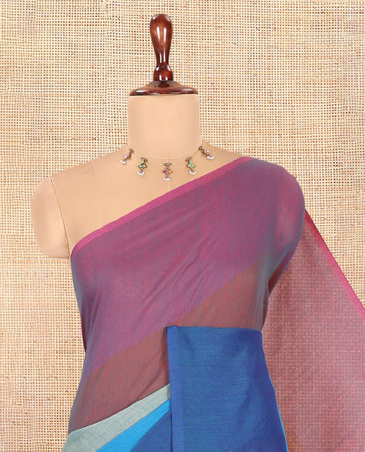 Borderless Blue Khadi Cotton Saree