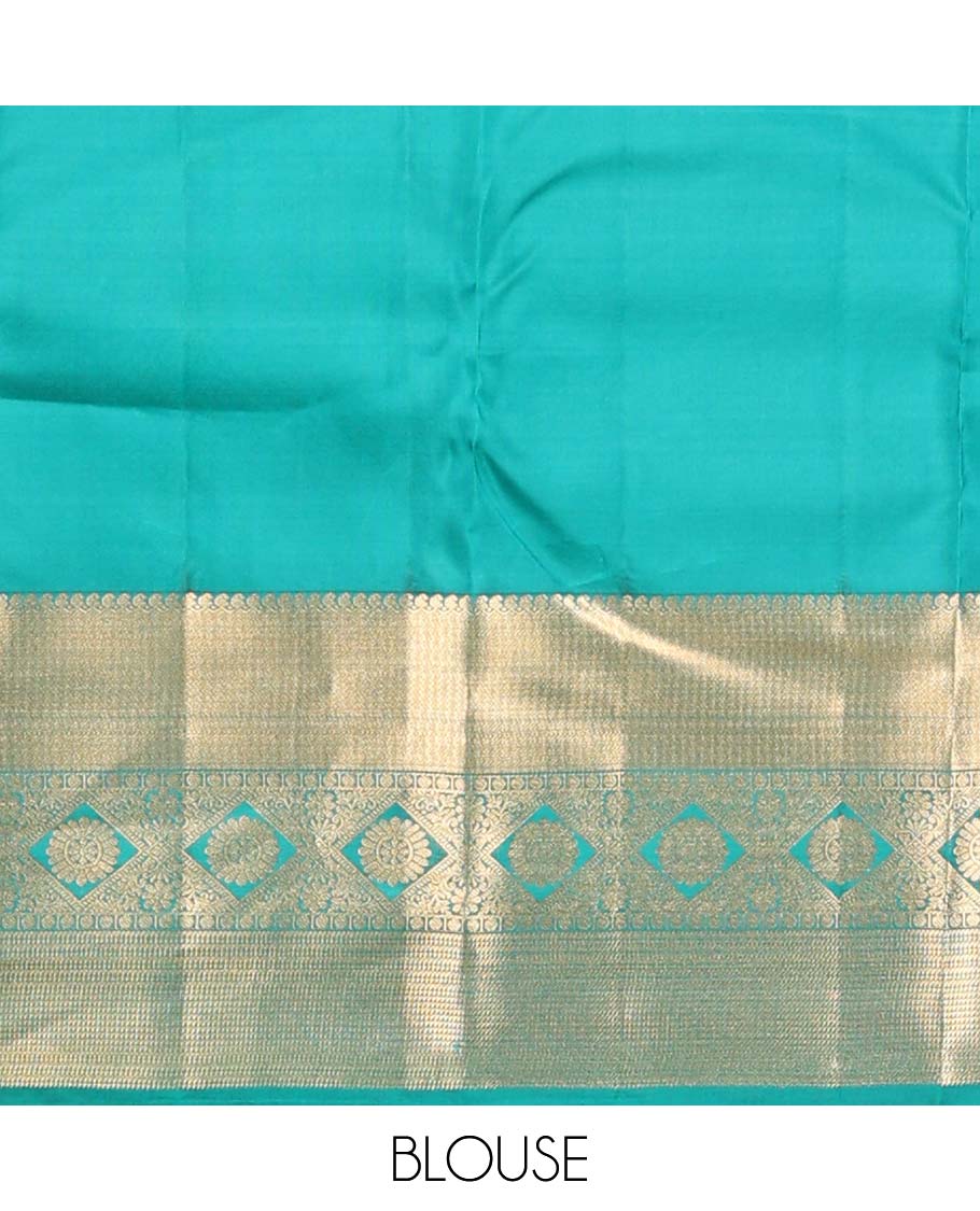 Peacock blue diagonal floral vine Vasundhara silk mix saree, traditional zari design border & jaal pallu