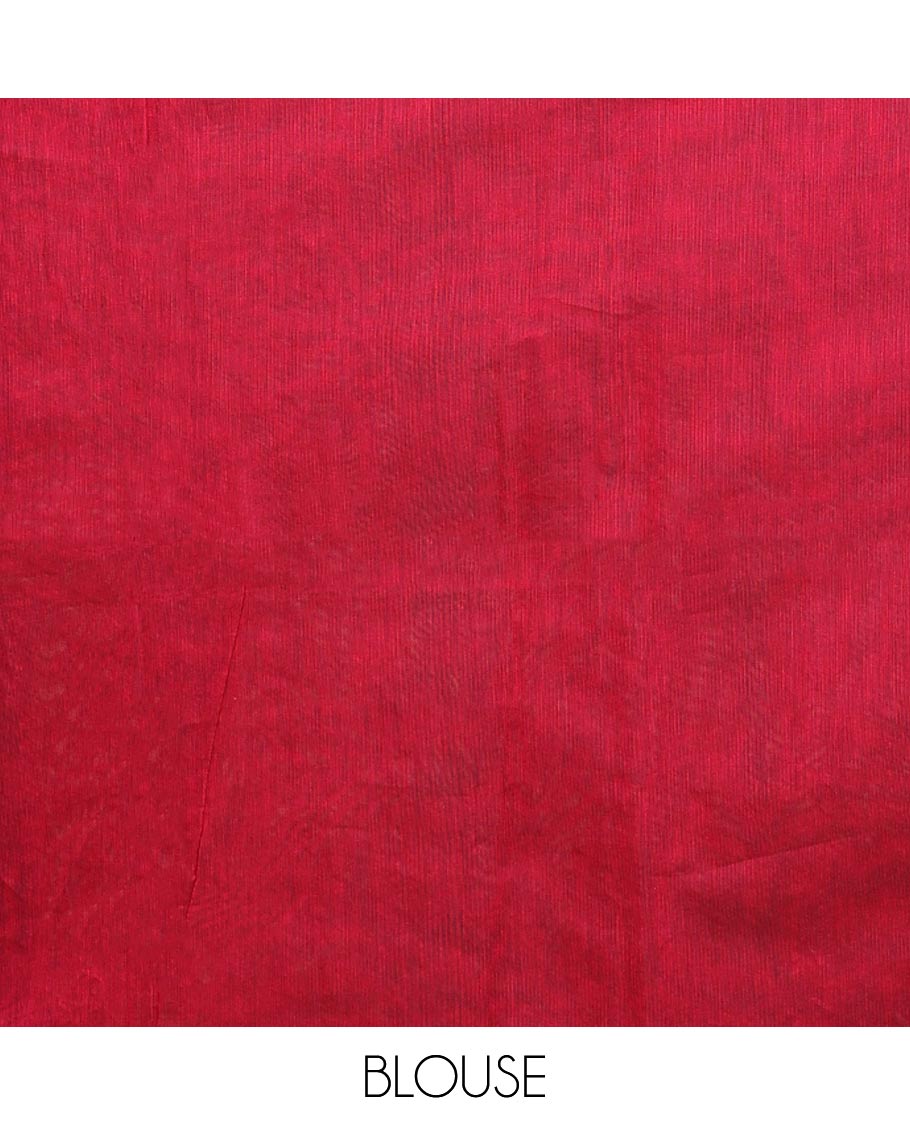 Borderless violet floral zari buttas semi-silk cotton saree, contrast floral jaal pallu