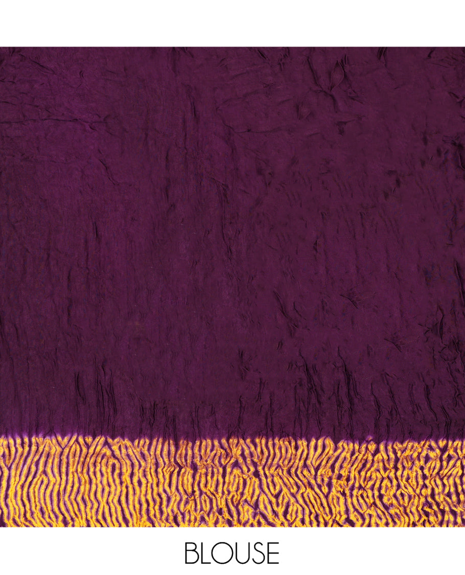 Borderless Purple Bandhani Dola Silk Saree