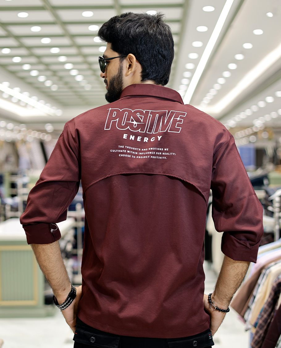 Maroon Poly-Blended Back Flap Casual Shirt