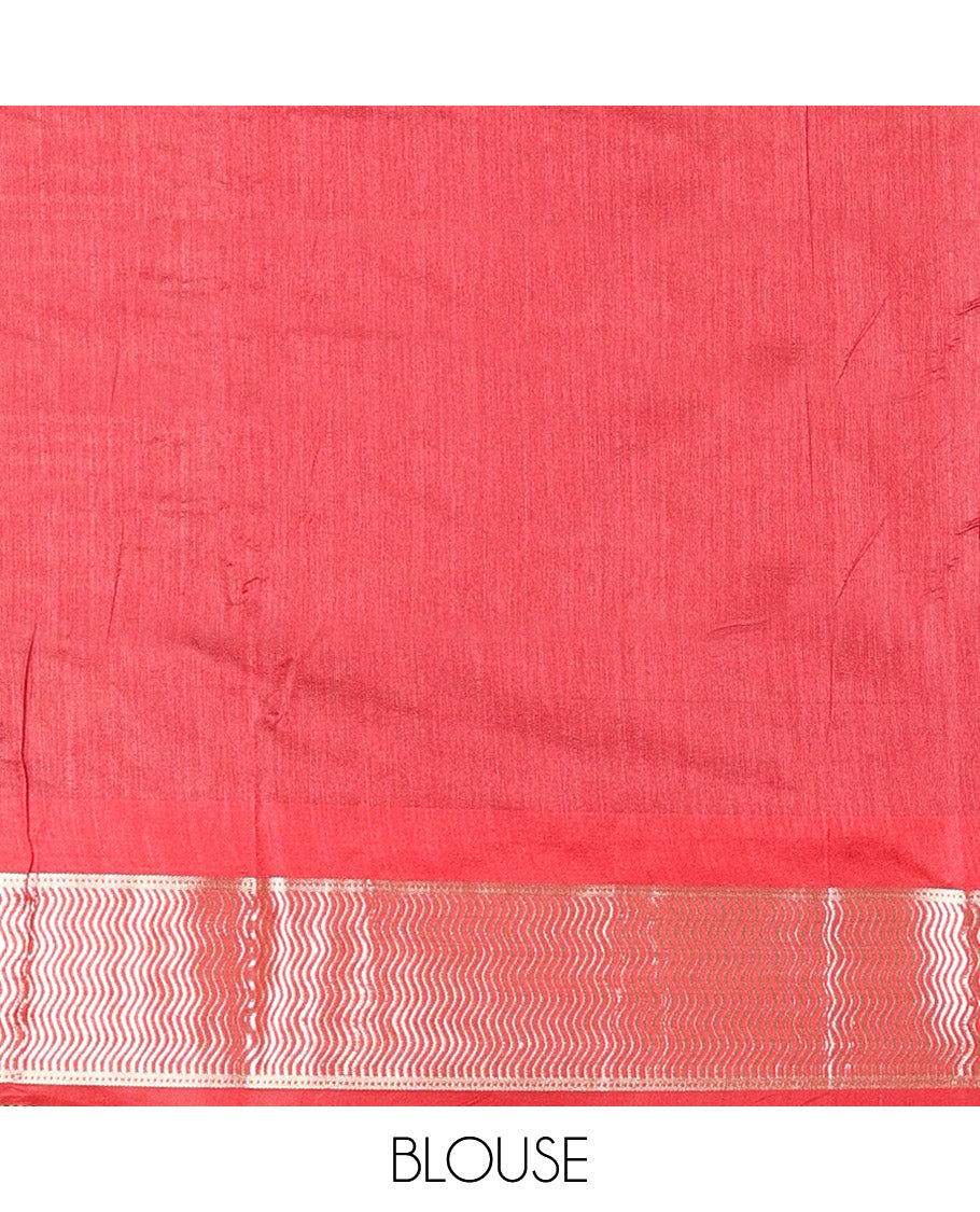 Black Semi-Raw Silk Saree, Elevated with Buttas All Over Its Body, Complemented by Contrast Meenakari-Style Woven Border of Geometric Zari Designs, Majestically Detailed Pallu, and Paired with a Contrast Blouse