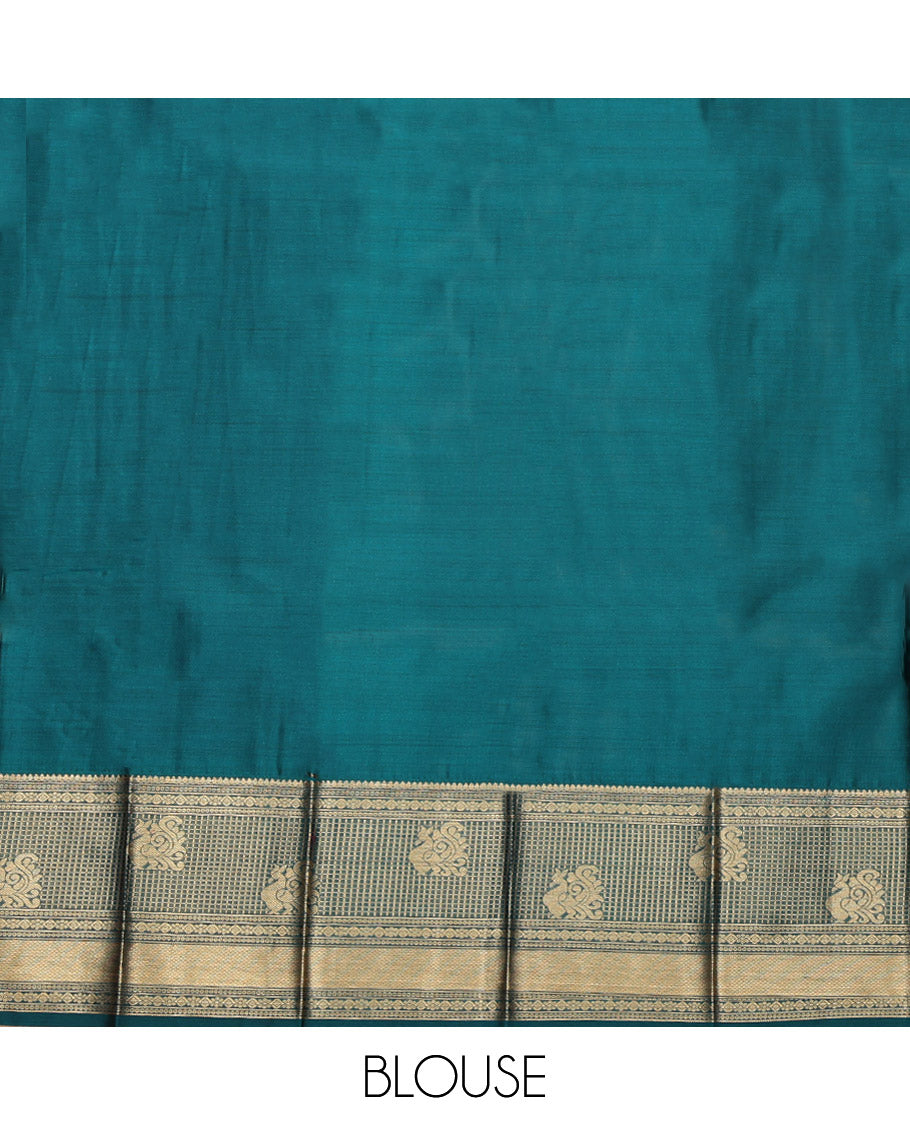 Purple Budget Silk Saree, Embellished with Zari Buttas, Complemented by a Contrast Traditional Zari Border, Jaal Pallu, and a Contrast Blouse