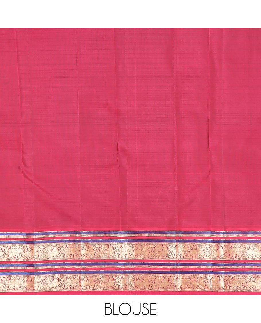 Green zari striped silk saree, contrast border & pallu of muthu,kathir,bentex & kodi mayil,yaali & yaanai designs