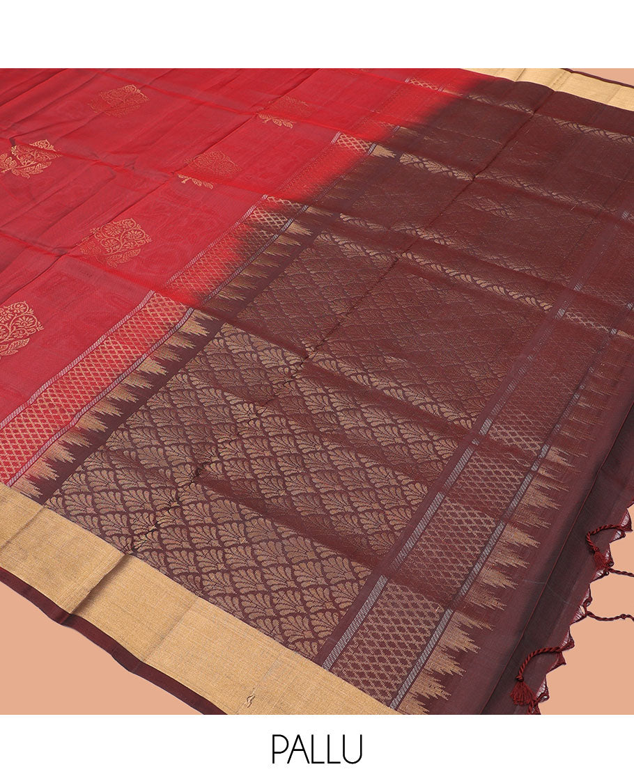 Red Mayuri Lite Silk Mix Saree