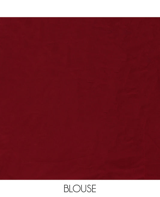 Maroon pathik printed georgette saree with pathik printed border & pathik printed pallu along with plain blouse
