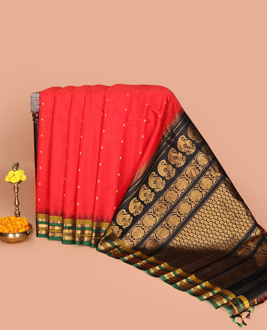 Red Gadwal Silk Saree