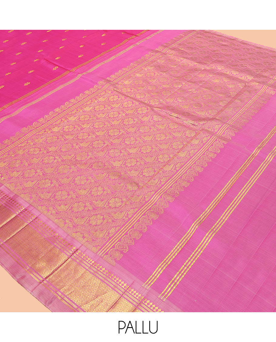 Pink Jaal Design Kanchipuram Silk Saree