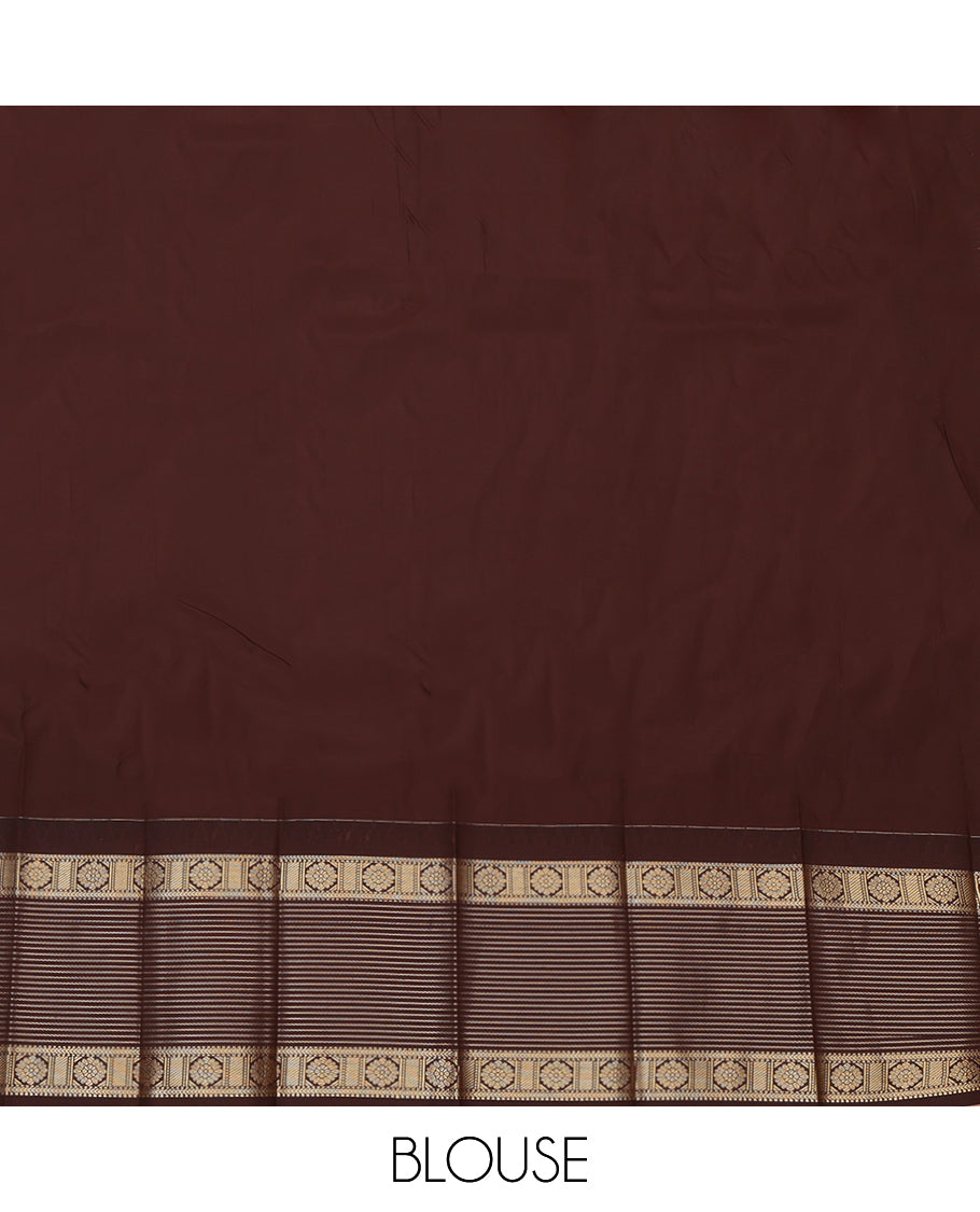 Turquoise Budget Silk Saree, Embellished with Zari Buttas and Stripes, Complemented by a Contrast Traditional Zari Border, Grand Jaal Pallu, and Contrast Blouse