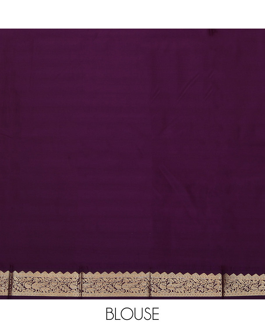Blue Budget Silk Saree, Adorned with Zari Designs on Its Body, Complemented by a Contrast Traditional Zari Design Border, Geometric-Patterned Pallu, and Paired with a Contrast Blouse