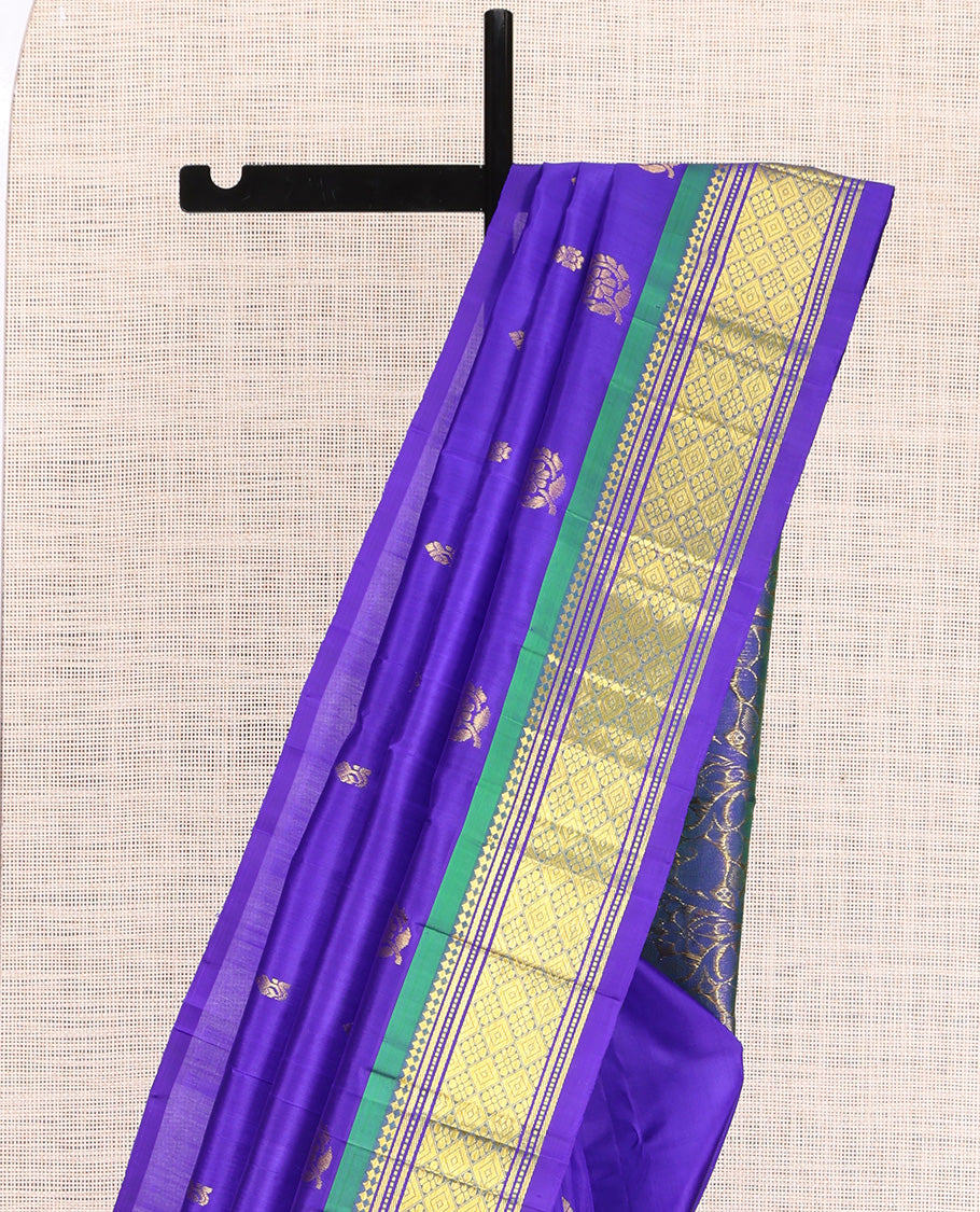 Blue Jaal Design Kanchipuram Silk Saree