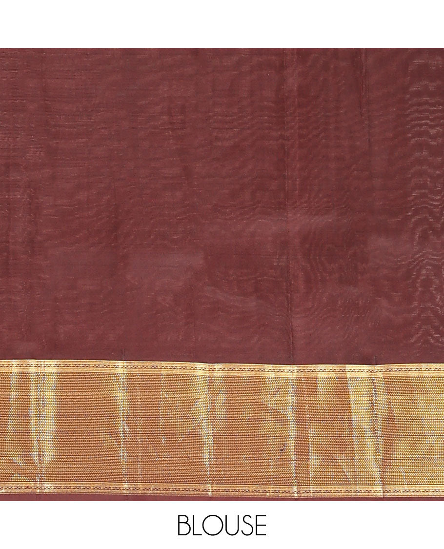 Mustard Vasundhara Lite Silk Mix Saree, Prettified with Neli, Muthu, and Banaras Buttas, Complemented by a Contrast Border of Muthu Designs, Grandly Woven Jaal Design Pallu, and Paired with a Contrast Blouse