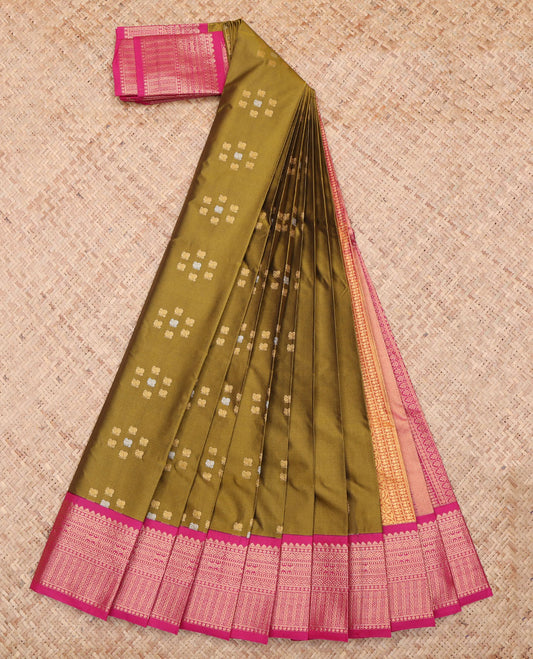 Green Peacock Butta Budget Silk Saree