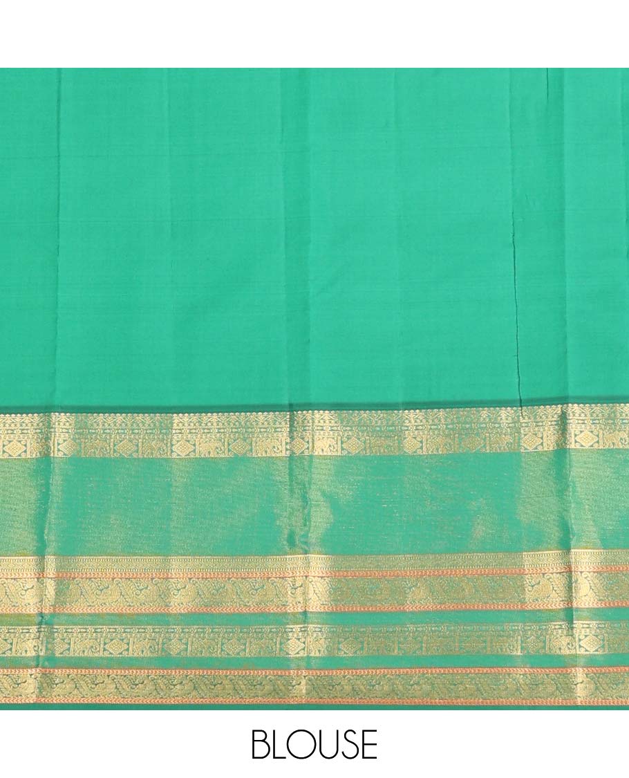Blue zari buttas Vasundhara silk mix saree, contrast rettai pettu traditional zari design border & jaal pallu