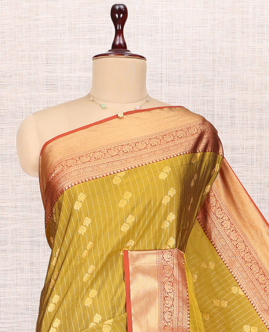 Yellow Stripes Budget Silk Saree
