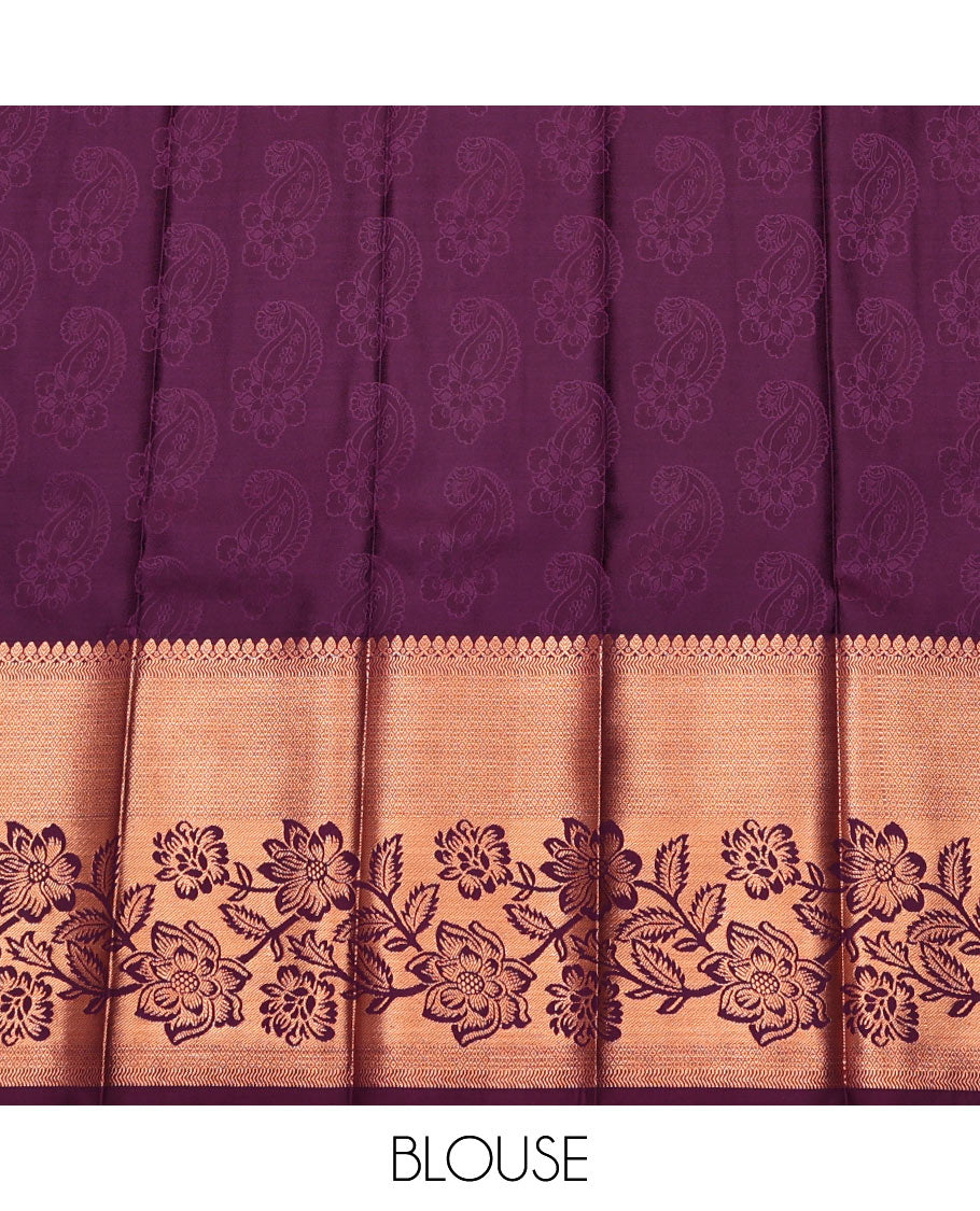Blue Budget Silk Saree, Ornamented with Paisley Jacquard Design, Contrast Traditional Zari Border, Grand Pallu, and a Contrast Blouse