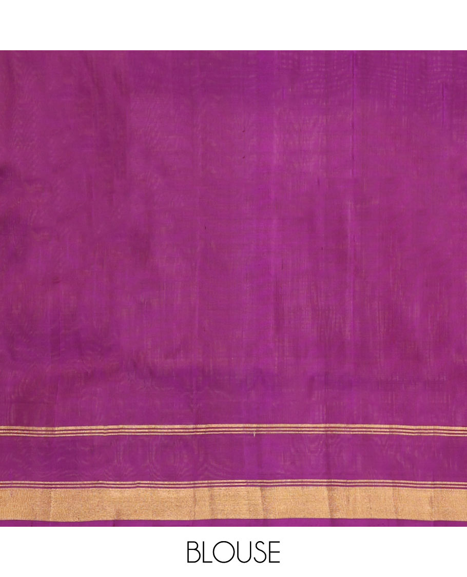 Peach Uppada Silk Saree, Enthralled with Zari Buttas on Its Body, Subtly Sparkled Zari Border, Complemented by a Contrast Pallu Depicting Intricate Design Weave, and Paired with a Contrast Blouse