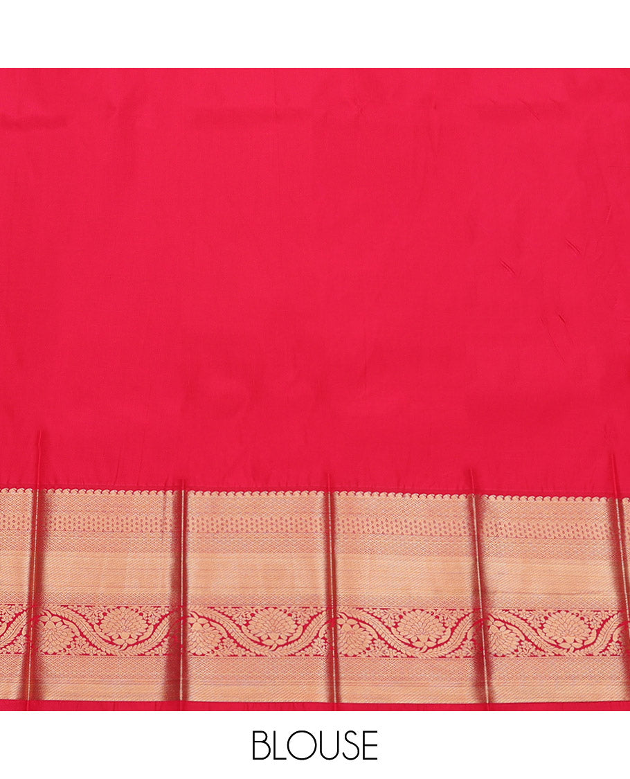Turquoise Budget Silk Saree, Detailed with Zari Buttas, Complemented by a Contrast Traditional Zari Border, Grand Pallu, and Contrast Blouse