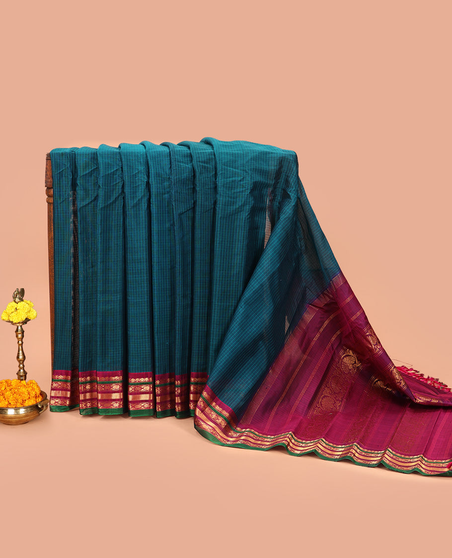 Blue Gadwal Cotton Saree