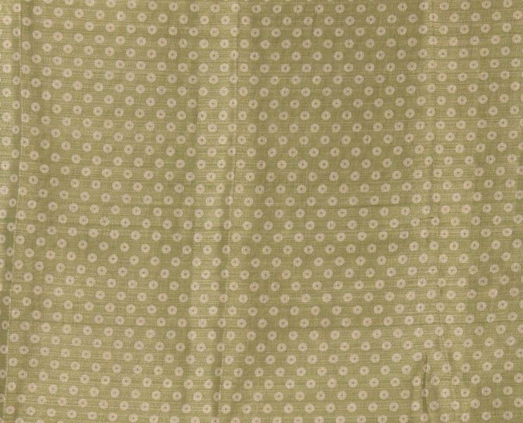 Borderless sandal-light green plain ombre-colored tissue saree, plain pallu & circle motifs printed blouse