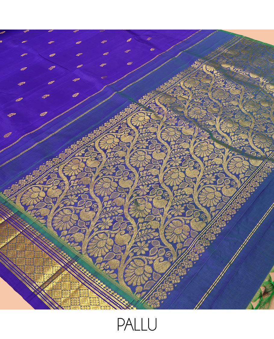 Blue Jaal Design Kanchipuram Silk Saree